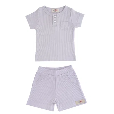Banblu Kids' Grey Modal Pocket Outfit In Purple