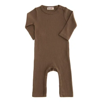 Banblu Kids'  Long Sleeved Modal Romper In Brown