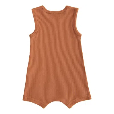 Banblu Kids' Orange Terracotta Sleeveless Modal Romper In Brown