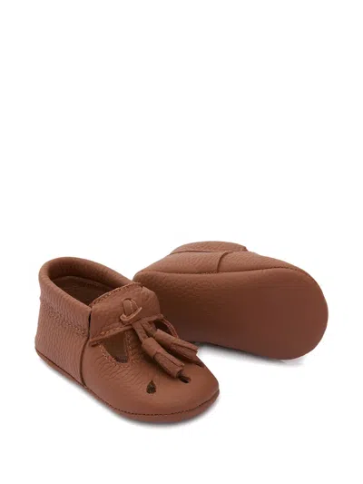 Banblu Babies' Perforated Tassel-detail Booties In Brown