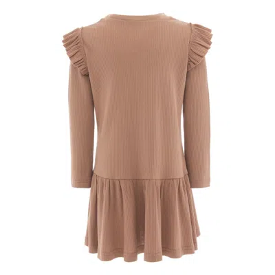Banblu Kids' Pink Blush Modal Ruffle Dress In Brown