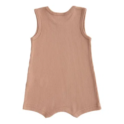 Banblu Kids' Pink Fawn Sleeveless Modal Romper In Brown