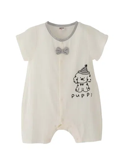 Banblu Babies'  Puppy Bow Romper In Neutral