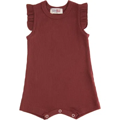 Banblu Kids' Red Burgundy Ruffle Modal Romper In Brown