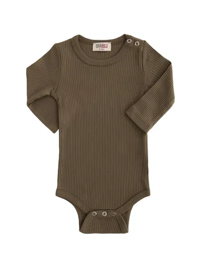 Banblu Babies' Ribbed Long-sleeve Bodysuit In Green