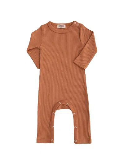 Banblu Babies' Ribbed Long-sleeve Romper In Brown