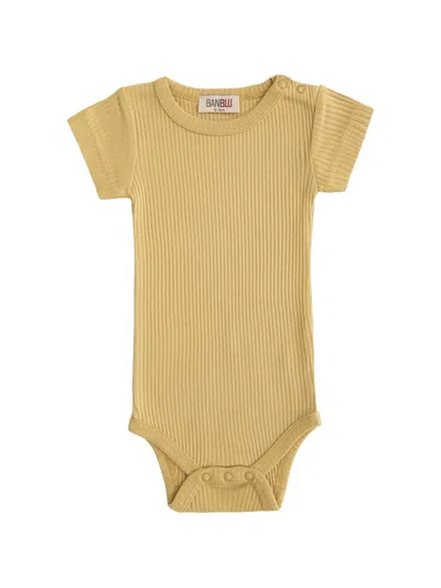 Banblu Babies' Ribbed Short-sleeved Bodies In Yellow