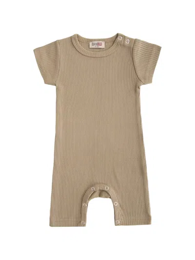 Banblu Babies' Ribbed Short-sleeved Romper In Brown