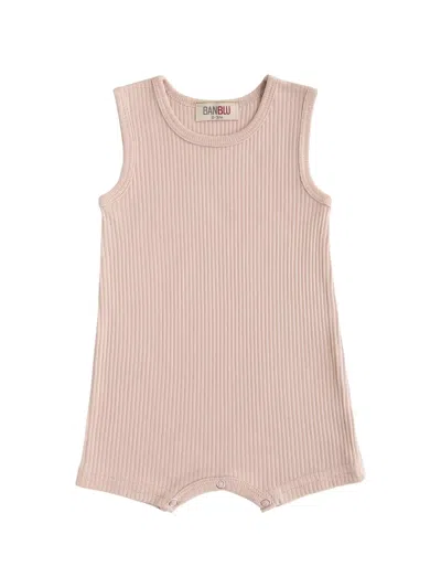 Banblu Babies' Ribbed Sleeveless Romper In Pink