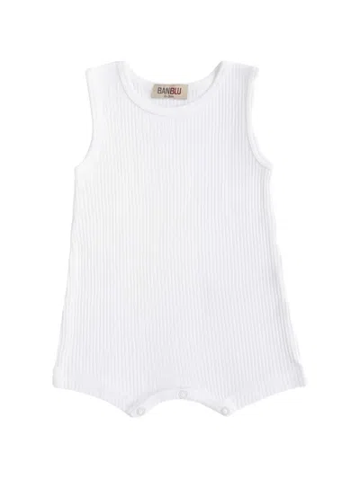 Banblu Babies' Ribbed Sleeveless Romper In White