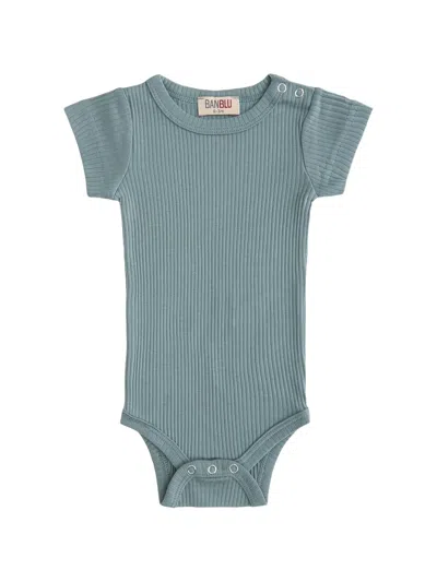 Banblu Babies' Ribbed-knit Short-sleeved Body In Blue
