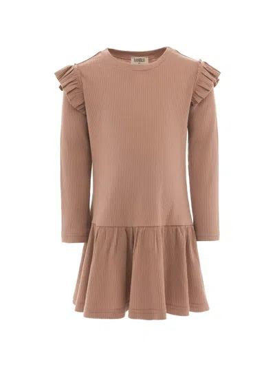 Banblu Babies' Ruffled Ribbed Dress In Brown
