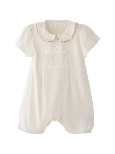 Banblu Babies'  Lace Collar Romper In Gray
