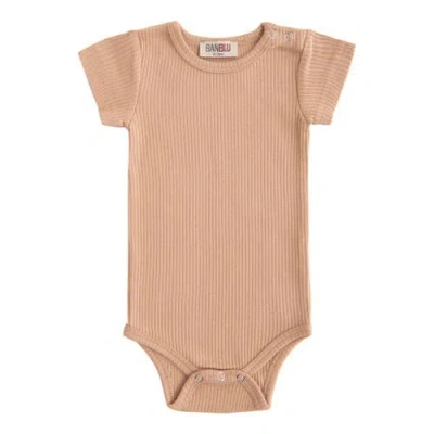 Banblu Kids'  Short Sleeved Modal Bodysuit In Brown