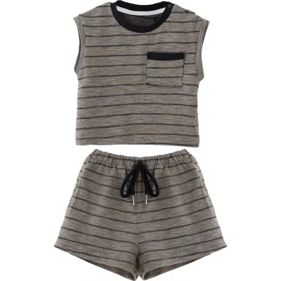 Banblu Kids'  Stripe Pocket Set In Gray
