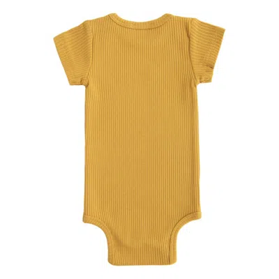 Banblu Kids' Yellow Mustard Ss Modal Bodysuit In Brown