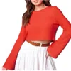 Band Of Gypsies Alize Long Sleeve Cropped Top In Red Rust In Red