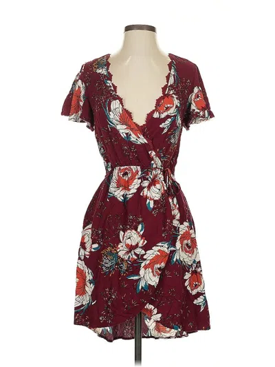 Pre-owned Band Of Gypsies Casual Dress In Burgundy