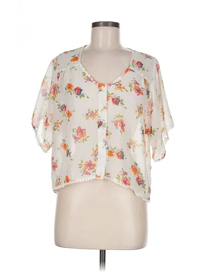 Pre-owned Band Of Gypsies Short Sleeve Blouse In White