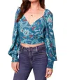 Band Of Gypsies Sybille Top In Blue In Blue
