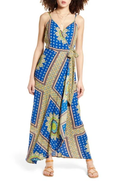Band Of Gypsies Vivian Maxi Wrap Dress In Gold