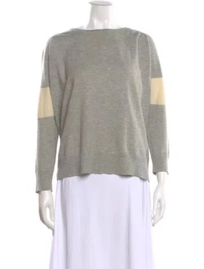 Pre-owned Band Of Outsiders Colorblock Pattern Bateau Neckline Sweater In Gray