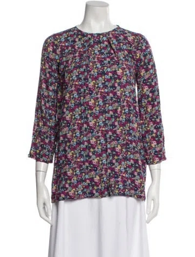 Pre-owned Band Of Outsiders Floral Print Crew Neck Blouse In Multi