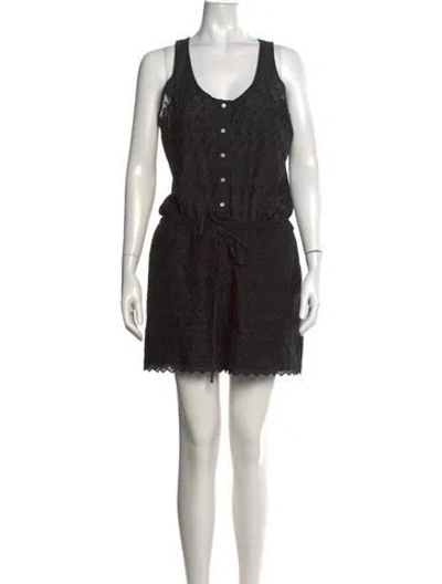 Pre-owned Band Of Outsiders Floral Print Scoop Neck Romper In Black