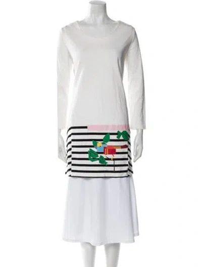 Pre-owned Band Of Outsiders Graphic Print Scoop Neck Tunic In White