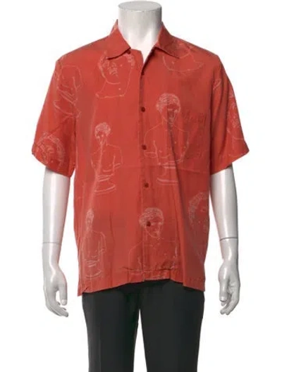 Pre-owned Band Of Outsiders Graphic Print Short Sleeve Shirt In Orange