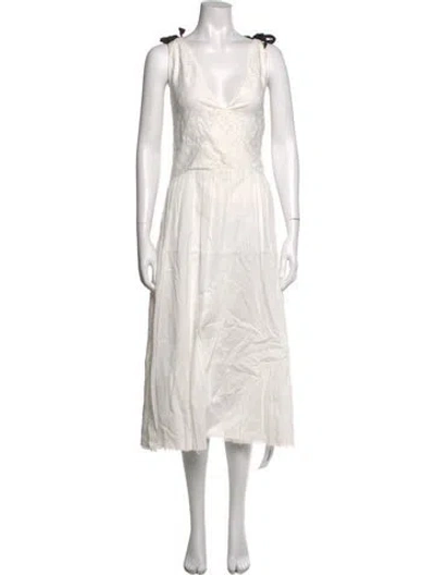 Pre-owned Band Of Outsiders Lace Pattern Midi Length Dress In Neutrals