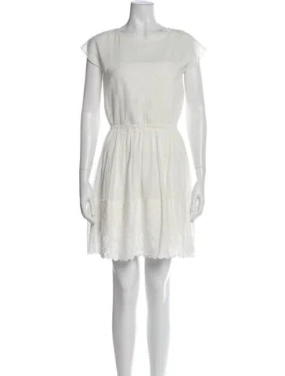 Pre-owned Band Of Outsiders Lace Pattern Mini Dress In White
