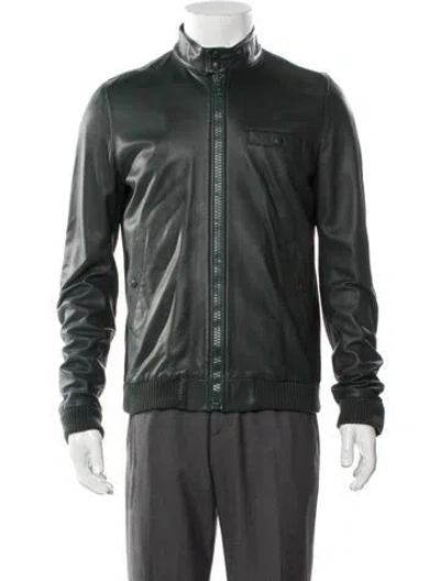 Pre-owned Band Of Outsiders Leather Moto Jacket In Green