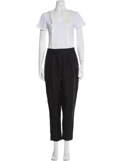 Pre-owned Band Of Outsiders Linen Straight Leg Pants In Black