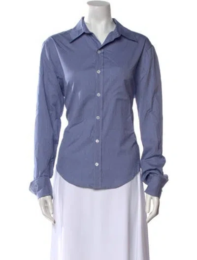Pre-owned Band Of Outsiders Long Sleeve Button-up Top In Blue