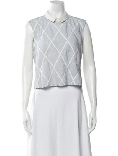 Pre-owned Band Of Outsiders Patterned Sleeveless Top In Blue/white