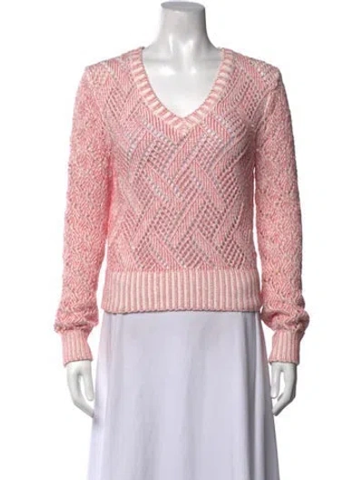 Pre-owned Band Of Outsiders Patterned V-neck Sweater In Pink