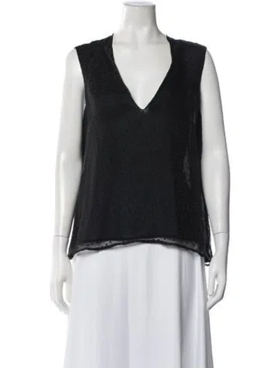 Pre-owned Band Of Outsiders Patterned V-neck Top In Black