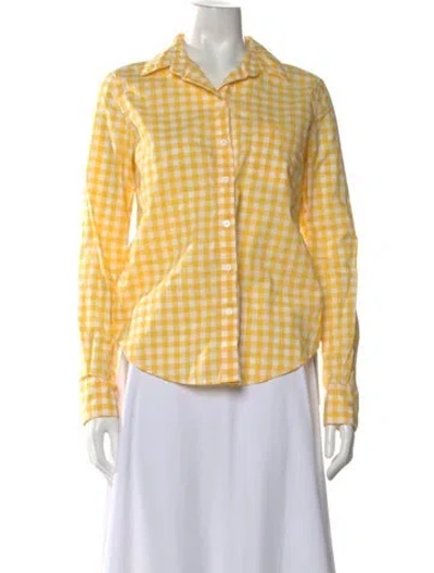 Pre-owned Band Of Outsiders Plaid Print Long Sleeve Button-up Top In Yellow