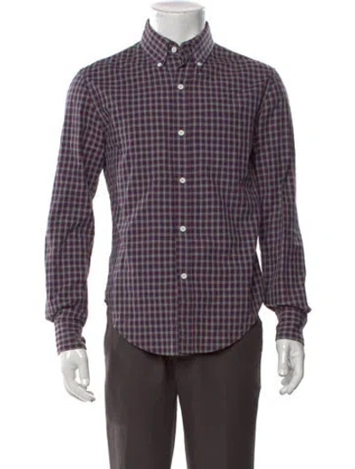 Pre-owned Band Of Outsiders Plaid Print Long Sleeve Dress Shirt In Blue