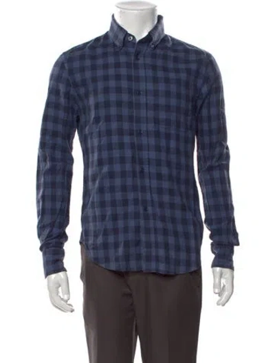 Pre-owned Band Of Outsiders Plaid Print Long Sleeve Shirt In Blue