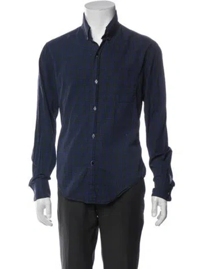 Pre-owned Band Of Outsiders Plaid Print Long Sleeve Shirt In Blue