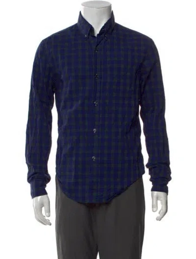 Pre-owned Band Of Outsiders Plaid Print Long Sleeve Shirt In Blue