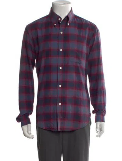 Pre-owned Band Of Outsiders Plaid Print Long Sleeve Shirt In Blue/red