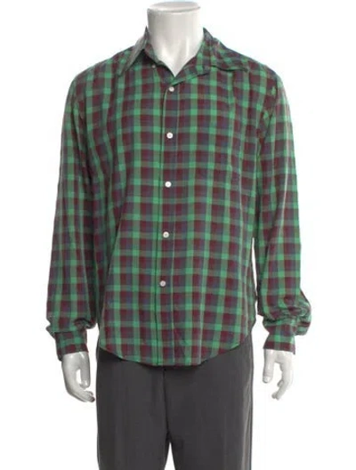 Pre-owned Band Of Outsiders Plaid Print Long Sleeve Shirt In Green