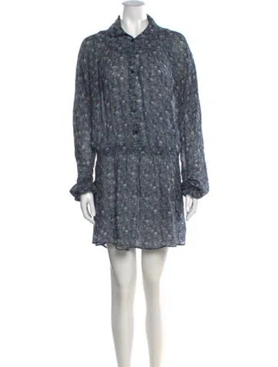 Pre-owned Band Of Outsiders Printed Mini Dress In Blue