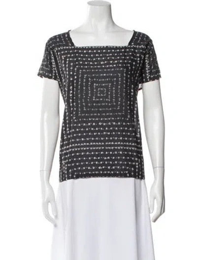 Pre-owned Band Of Outsiders Printed Square Neckline Top In Gray
