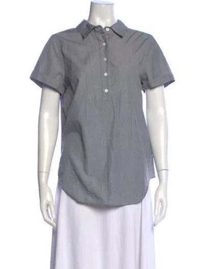 Pre-owned Band Of Outsiders Short Sleeve Button-up Top In Gray