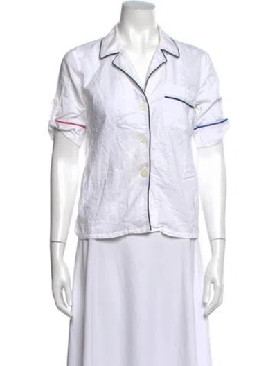 Pre-owned Band Of Outsiders Short Sleeve Button-up Top In White