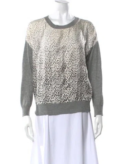 Pre-owned Band Of Outsiders Silk Animal Print Sweater In White